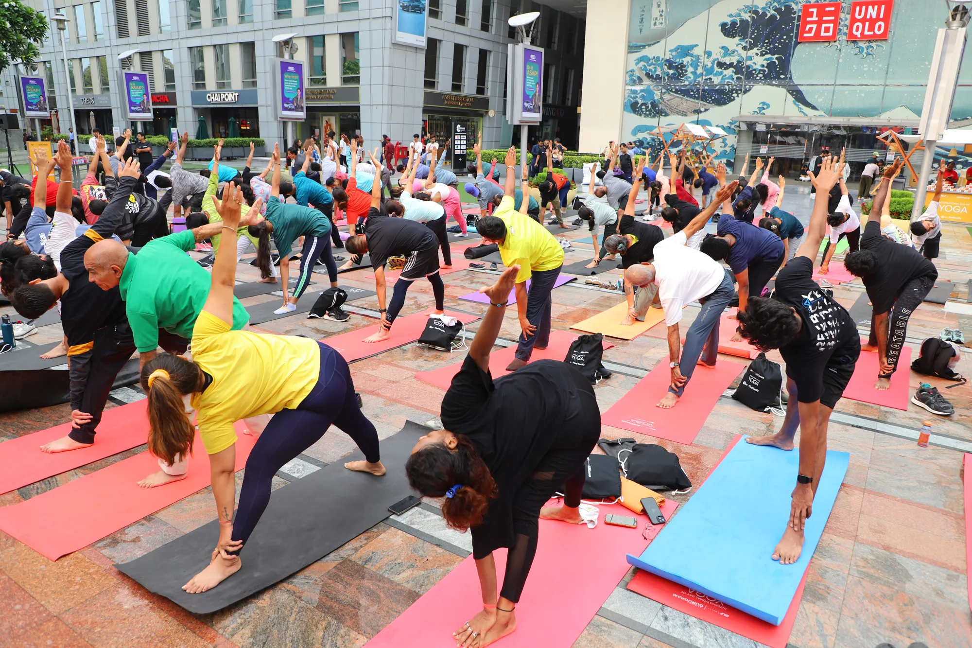 Yoga practice at FindYourFit's International Day of Yoga