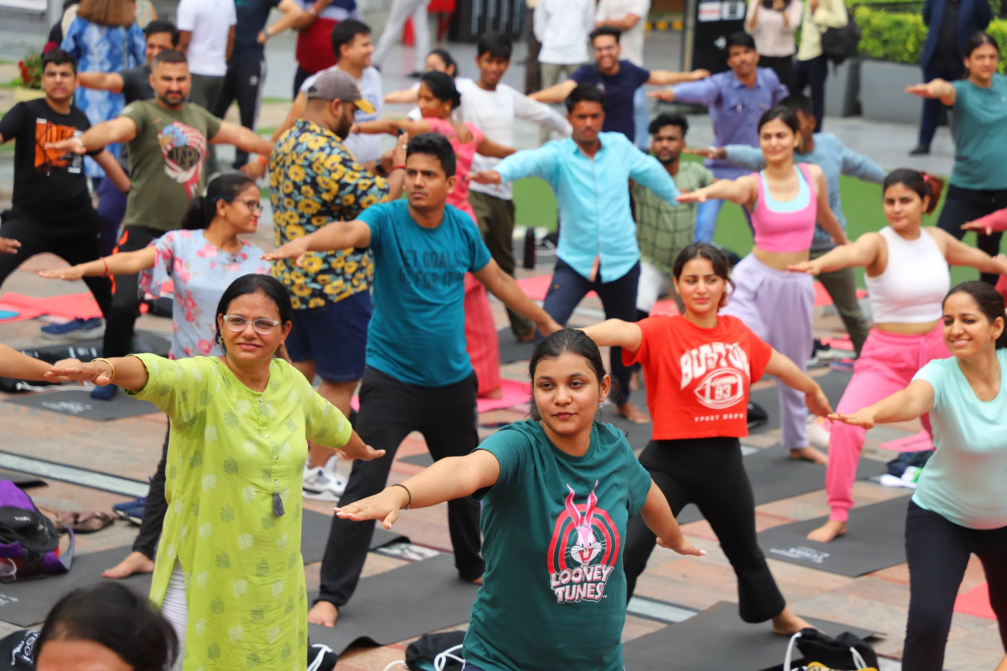Yoga practice at FindYourFit's International Day of Yoga