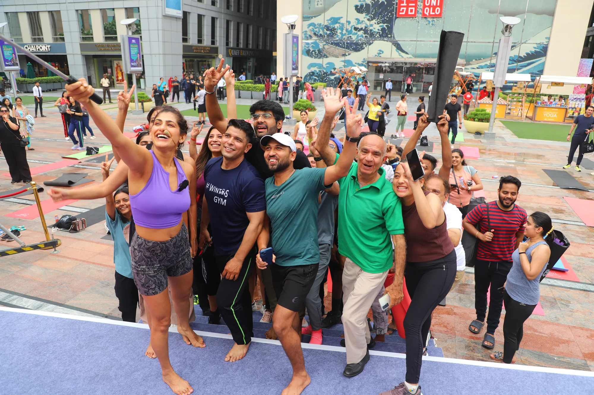 Yoga practice at FindYourFit's International Day of Yoga